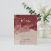 Carte RSVP Gold et Bourgogne Watercolor (Debout devant)