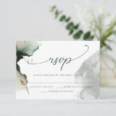 Carte RSVP Gold et Sage Green Watercolor (Debout devant)