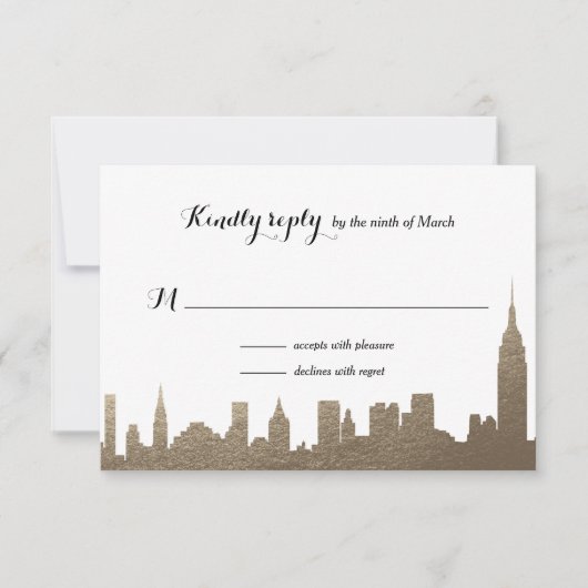Carte Rsvp Gold Faux de New York (Devant)