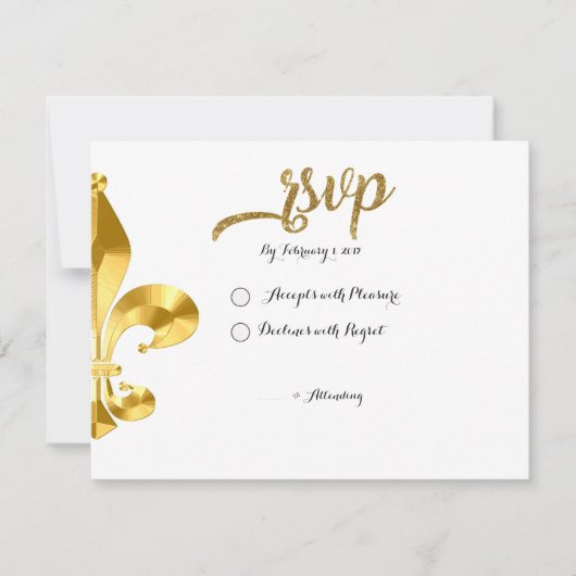 Carte RSVP Gold Fleur de Lis (Devant)