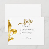 Carte RSVP Gold Fleur de Lis (Devant / Derrière)
