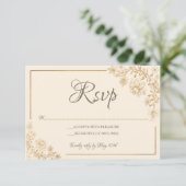 Carte RSVP Gold Floral (Debout devant)