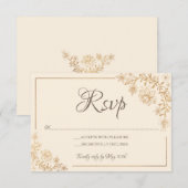 Carte RSVP Gold Floral (Devant / Derrière)