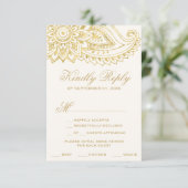 Carte RSVP Gold Indian Paisley Menu Choix (Debout devant)