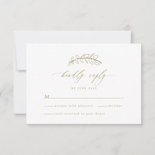 Carte RSVP Gold Leaf Wedding (Devant)