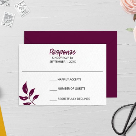 Carte RSVP Gold Leaf Wedding