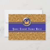 Carte RSVP Gold & Royal Blue Crown Elegant Event (Dos)