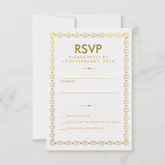 Carte RSVP Goldan Art Deco Wedding (Devant)