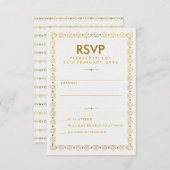 Carte RSVP Goldan Art Deco Wedding (Devant / Derrière)