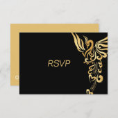 Carte RSVP Golden Phoenix Rising Wedding (Devant / Derrière)