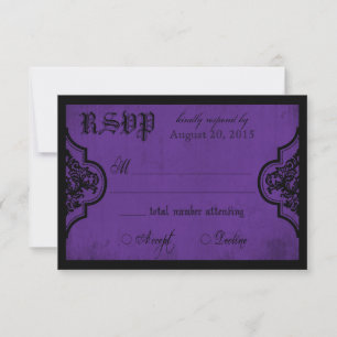 Carte RSVP Goth Purple et Black Lace
