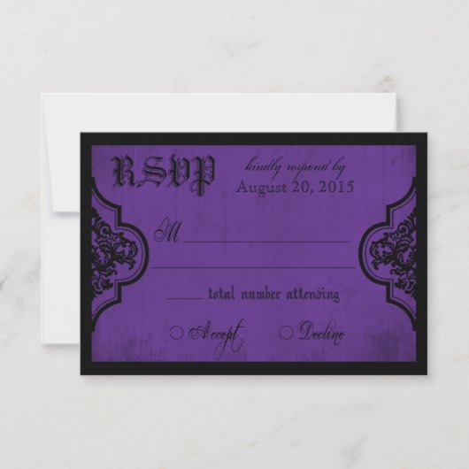 Carte RSVP Goth Purple et Black Lace (Devant)