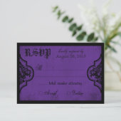 Carte RSVP Goth Purple et Black Lace (Debout devant)