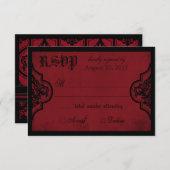 Carte RSVP Goth Red et Black Lace (Devant / Derrière)