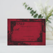 Carte RSVP gothique en dentelle rouge et noire (Debout devant)