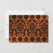 Carte RSVP gothique orange et noir Damas (Dos)