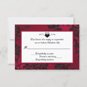 Carte RSVP gothique rouge et noire