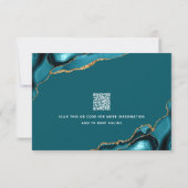 Carte RSVP Gras Agate Turquoise Bat mitzvah de cod (Dos)