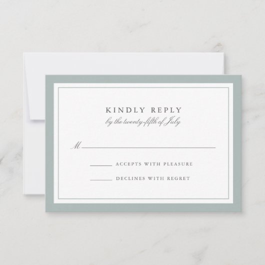 Carte RSVP Grayed Jade Simple Border Wedding (Devant)