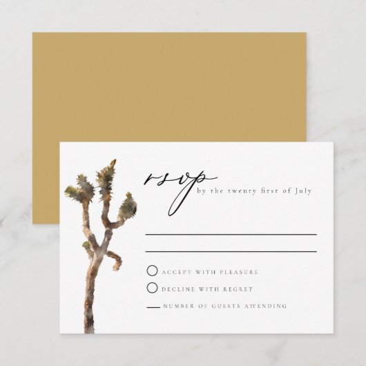 Carte RSVP GRETA Watercolor Joshua Tree Wedding (Devant / Derrière)