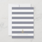 Carte RSVP Gris blanc rayé réponse nautique (Dos)