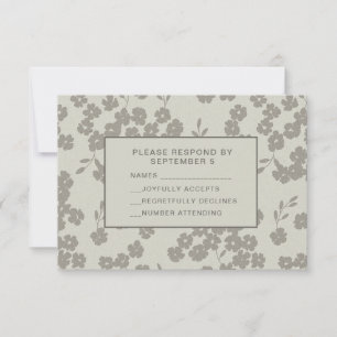Carte RSVP Gris Chaud Formel Floral Élégant Modern
