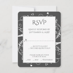 Carte RSVP Gris Flourish Wedish