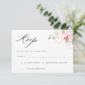 carte RSVP grise et rose vif (Debout devant)