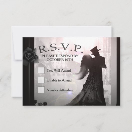 Carte RSVP Halloween Elegant 3x5 Silhouette (Devant)