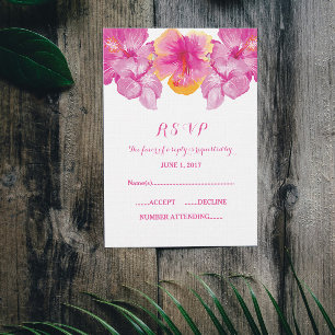 Carte RSVP Hibiscus brossé