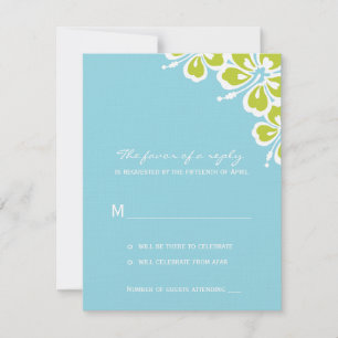 Carte RSVP Hibiscus Delight Wedding - Sky Blue -