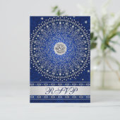 Carte RSVP Hindu Ganesh Blue Silver Scrolls de mar (Debout devant)