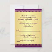 Carte RSVP Hindu Ganesh Purple Gold Scrolls Mariag (Dos)