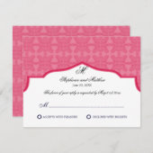 Carte RSVP Honeysuckie Monogramme Damask (Devant / Derrière)