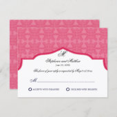 Carte RSVP Honeysuckie Monogramme Damask (Devant / Derrière)