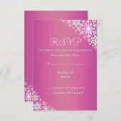 Carte RSVP Hot Pink Chic Snowflake (Devant / Derrière)