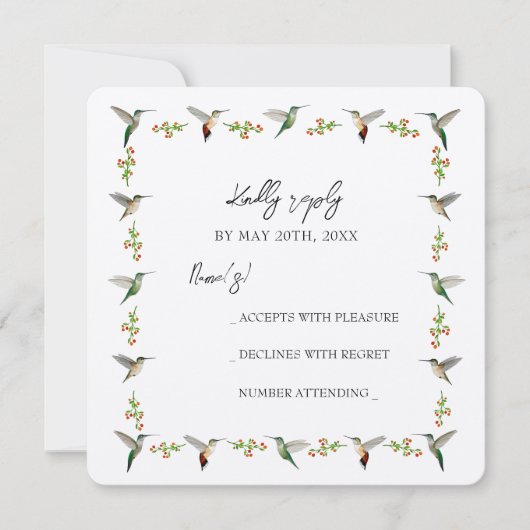 Carte RSVP Humminer personnalisée (Devant)