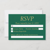 Carte RSVP Hunter Green Golden Beige Wedding (Devant)