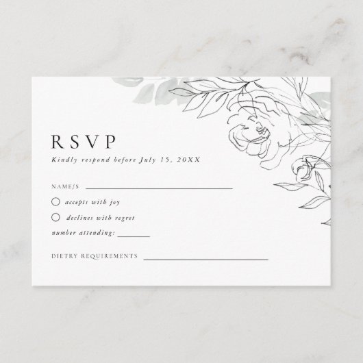 Carte RSVP illustrant la flore botanique (Devant)