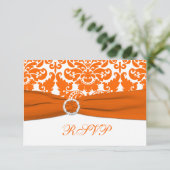 Carte RSVP IMPRIMÉE RIBBON Orange, Damas blanches (Debout devant)