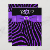 CARTE RSVP IMPRIMÉE RIBBON Zebra Purple FAUX Parti (Devant / Derrière)
