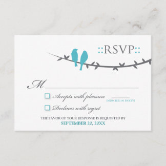 Carte RSVP Inséparable (aqua & blanc)