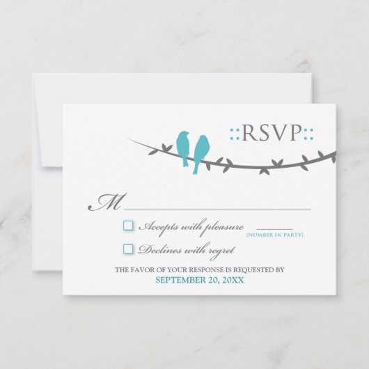 Carte RSVP Inséparable (aqua & blanc) (Devant)