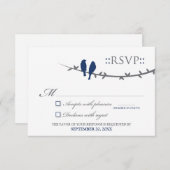Carte RSVP Inséparable (bleu marine et blanc) (Devant / Derrière)