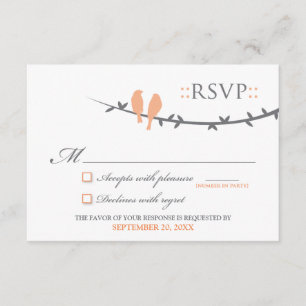 Carte RSVP Inséparable (corail et blanc)