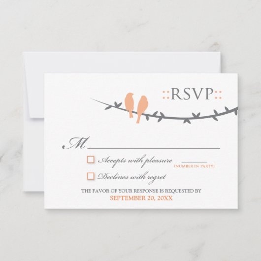 Carte RSVP Inséparable (corail et blanc) (Devant)