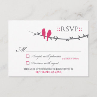 Carte RSVP Inséparable (fuchsia & blanc)