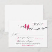 Carte RSVP Inséparable (fuchsia & blanc) (Devant / Derrière)