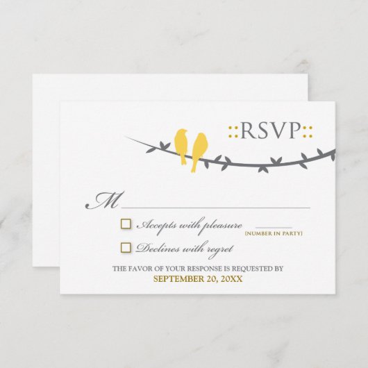 Carte RSVP Inséparable (jaune et blanc) (Devant / Derrière)