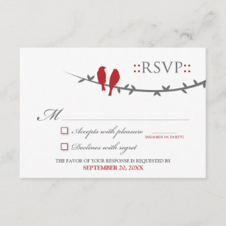 Carte RSVP Inséparable (rouge et blanc)